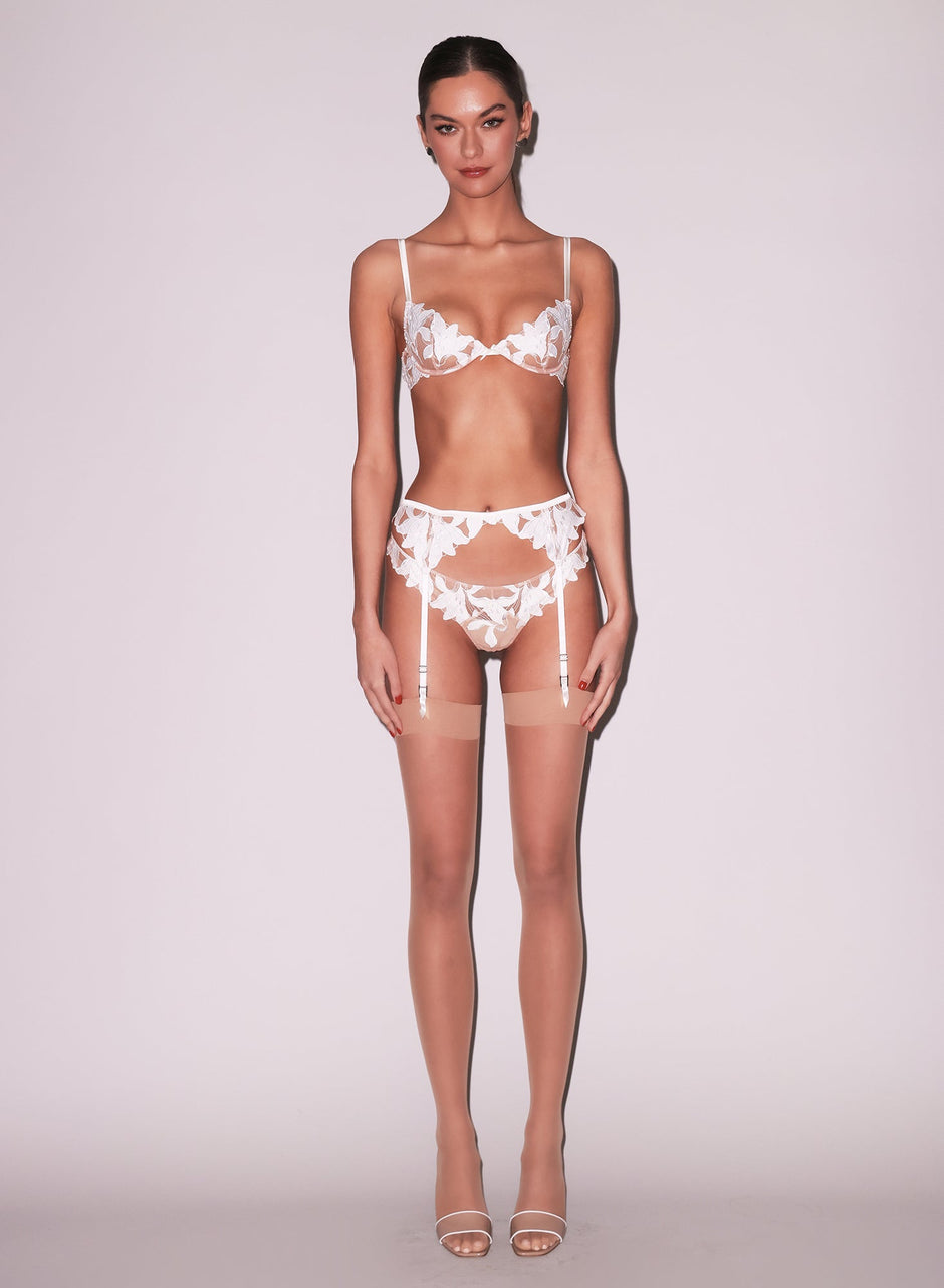 Ivory - Lily Embroidery Garter Belt | Fleur du Mal - DEMO