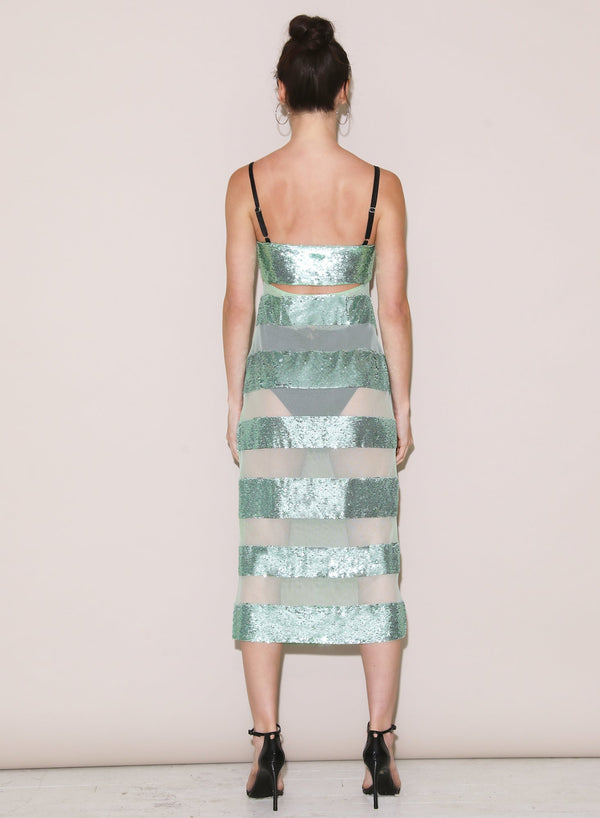 Jade sequin stripe - Sequin Stripe Midi Dress | Fleur du Mal - DEMO