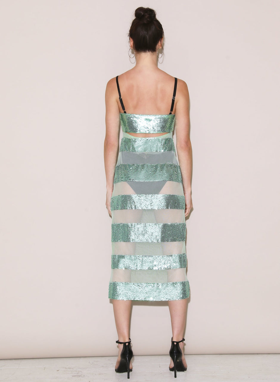 Jade sequin stripe - Sequin Stripe Midi Dress | Fleur du Mal - DEMO