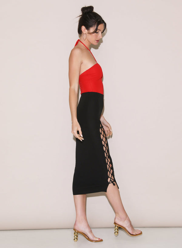 Black - Jersey Lace Up Skirt | Fleur du Mal - DEMO