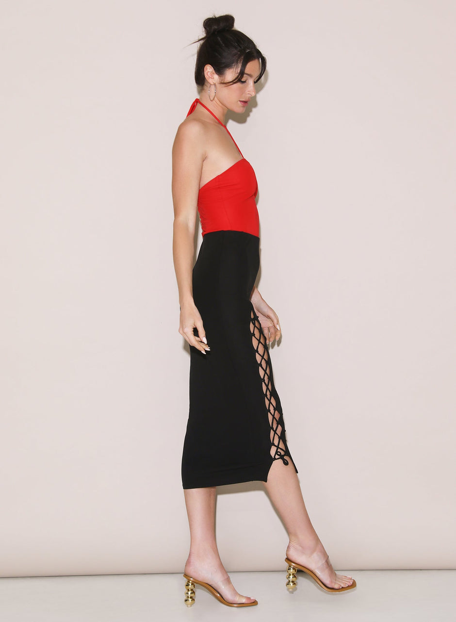 Black - Jersey Lace Up Skirt | Fleur du Mal - DEMO