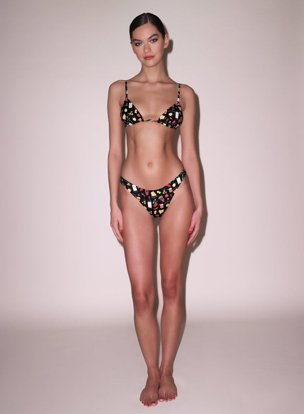 Black ciao amore print - High Leg Bikini Bottom | Fleur du Mal - DEMO