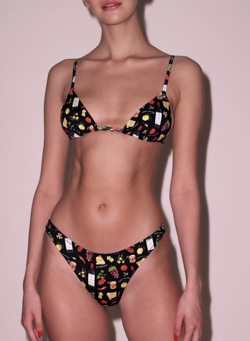 Black ciao amore print - Grommet Triangle Bikini Top | Fleur du Mal - DEMO