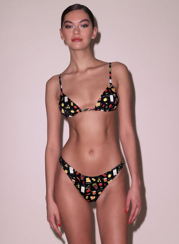 Black ciao amore print - High Leg Bikini Bottom | Fleur du Mal - DEMO