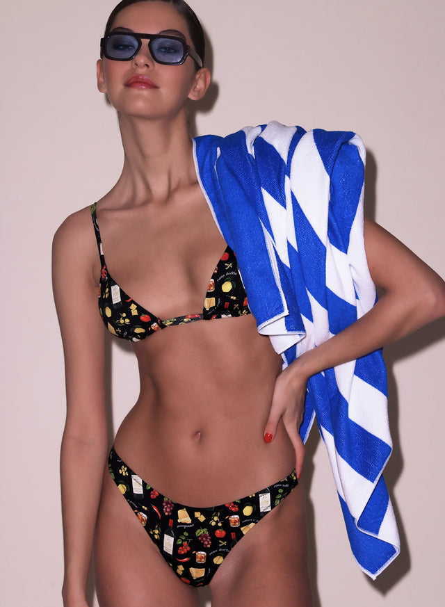Black ciao amore print - High Leg Bikini Bottom | Fleur du Mal - DEMO