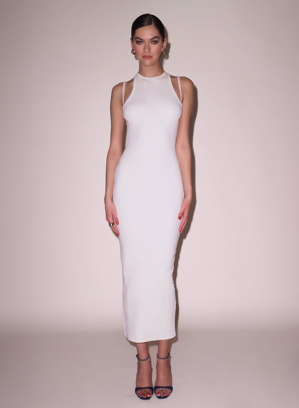 Ecru - Strappy Ribbed Maxi Dress | Fleur du Mal - DEMO