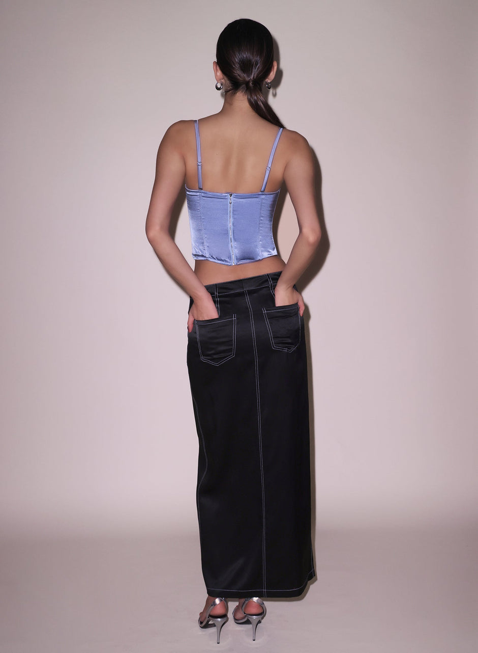 Black - Silk Maxi Skirt | Fleur du Mal - DEMO