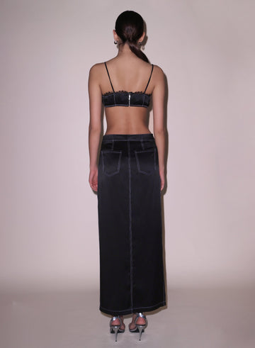 Black - Silk Maxi Skirt | Fleur du Mal - DEMO