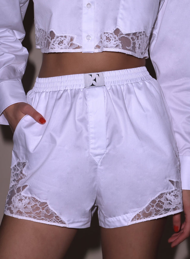 White - Poplin Boxer Short | Fleur du Mal - DEMO