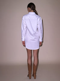 White Poplin Shirt Dress Back View