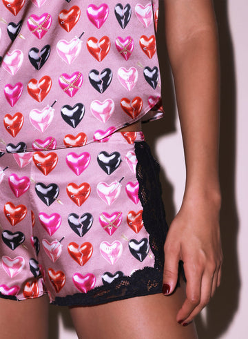 Tan heartbreaker print - Charlotte Lace Tap Short | Fleur du Mal - DEMO