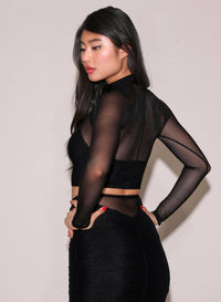 Mesh Mock Neck Top