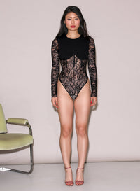 Jersey & Lace Boned Bodysuit
