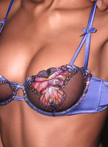 Periwinkle - Butterfly Embroidery Balconette Bra | Fleur du Mal - DEMO