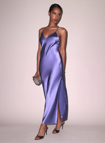 Periwinkle - Maxi High Slit Slip Dress | Fleur du Mal - DEMO