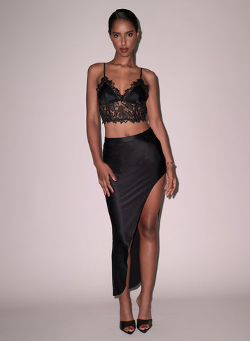 Black - High Slit Skirt | Fleur du Mal - DEMO