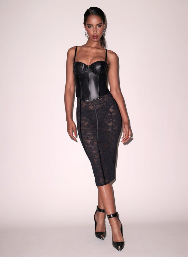 Black - Le Stretch Lace Pencil Skirt | Fleur du Mal - DEMO