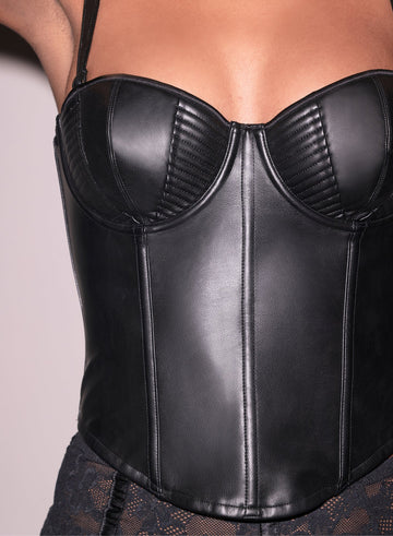 Black - Vegan Leather Bustier Top | Fleur du Mal - DEMO