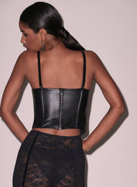 Vegan Leather Bustier Back View