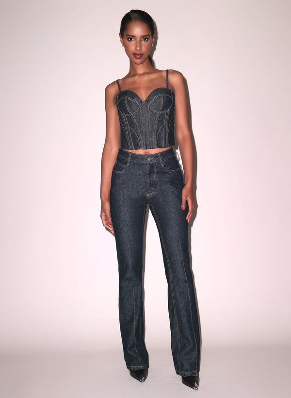 Indigo denim - Rider Bustier Top | Fleur du Mal - DEMO