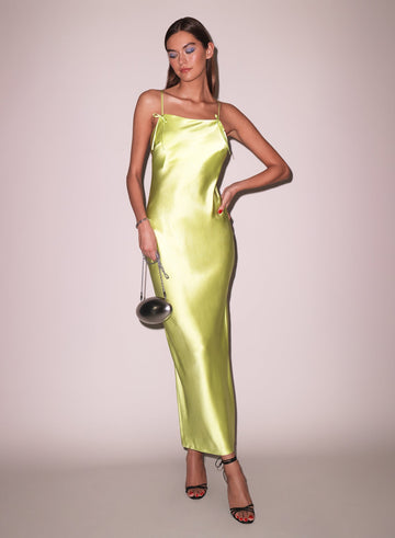 Lime - Open Back Maxi Slip Dress | Fleur du Mal - DEMO