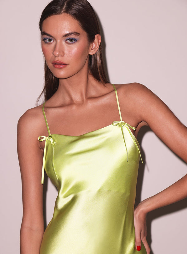 Lime - Open Back Maxi Slip Dress | Fleur du Mal - DEMO