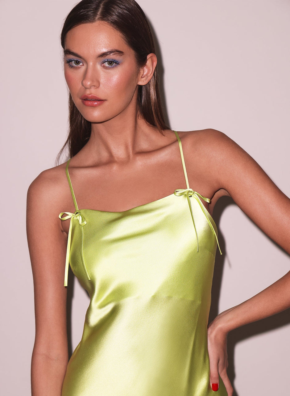 Lime - Open Back Maxi Slip Dress | Fleur du Mal - DEMO