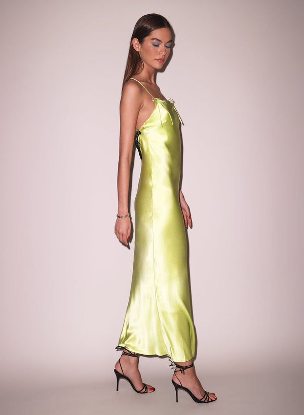 Lime - Open Back Maxi Slip Dress | Fleur du Mal - DEMO