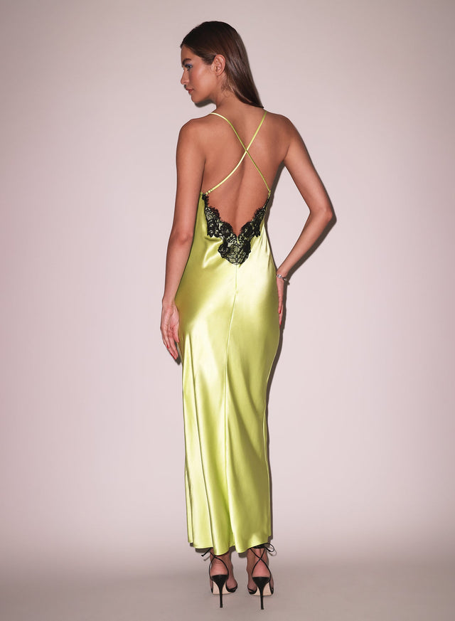Lime - Open Back Maxi Slip Dress | Fleur du Mal - DEMO