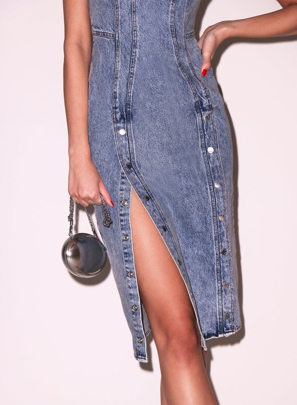 Acid denim blue - Denim Undo Me Dress | Fleur du Mal - DEMO