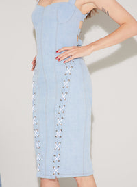 Denim Lace Up Dress