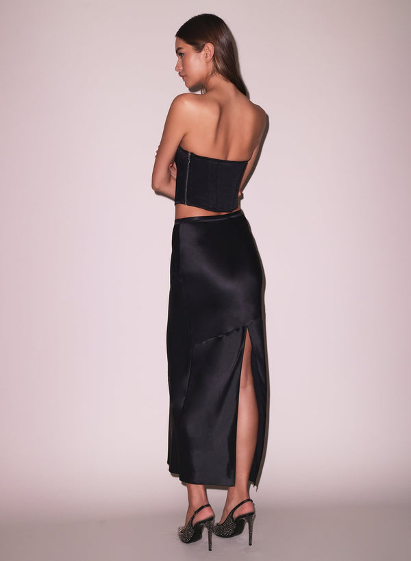 Black - Silk Corset Top | Fleur du Mal - DEMO