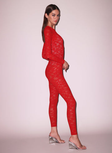 Rouge - Le Stretch Lace Catsuit | Fleur du Mal - DEMO