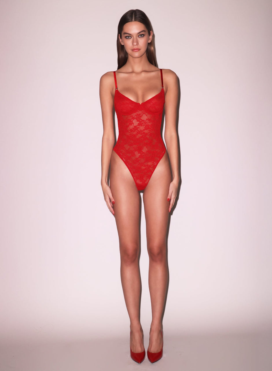 Rouge - Le Stretch Lace Bodysuit | Fleur du Mal - DEMO
