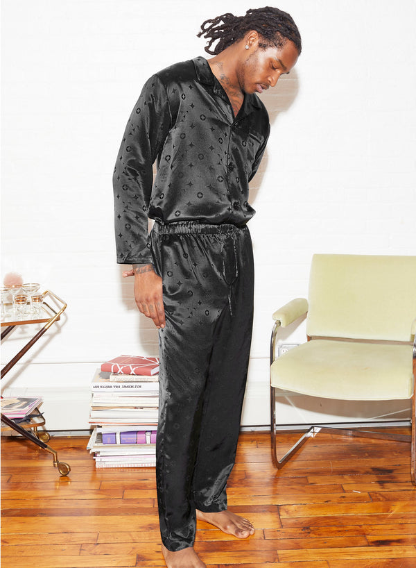 Black - Silk Jacquard PJ Top | Fleur du Mal - DEMO