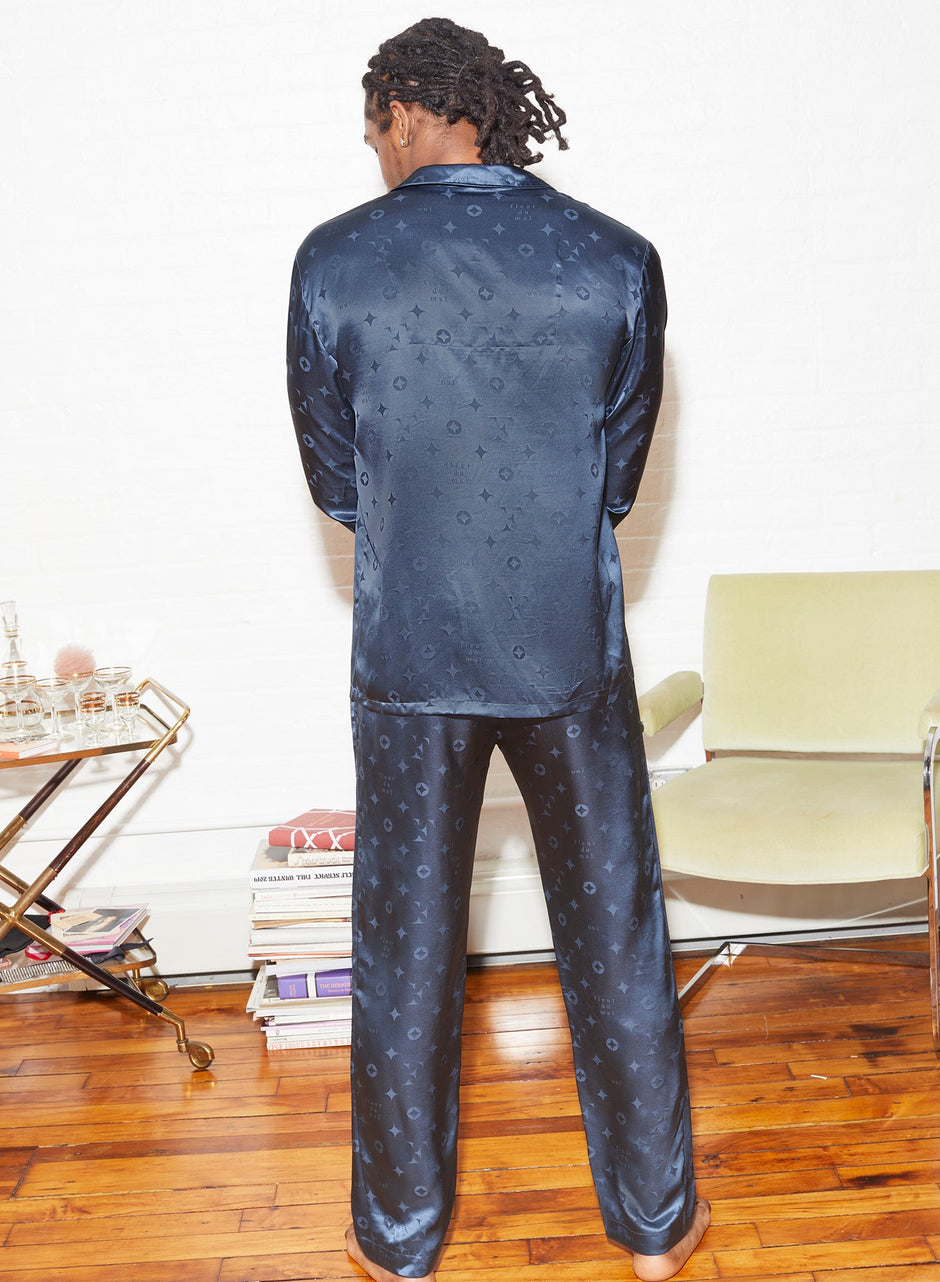 Deep slate - Silk Jacquard PJ Pant | Fleur du Mal - DEMO