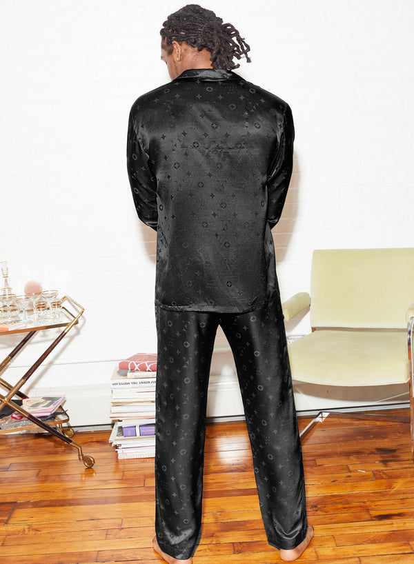 Black - Silk Jacquard PJ Top | Fleur du Mal - DEMO