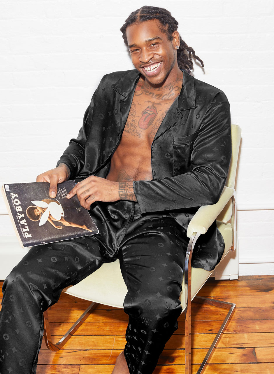 Black - Silk Jacquard PJ Pant | Fleur du Mal - DEMO