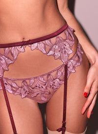 Lily thong & garter in amarena
