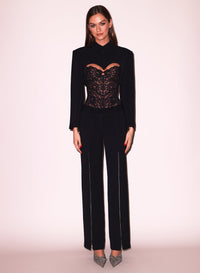 Black Cropped Blazer & Zipper Pant
