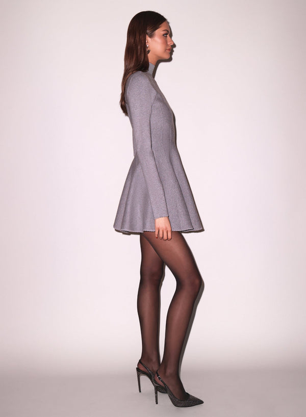 Heather grey - Long Sleeve Flared Corset Dress | Fleur du Mal - DEMO