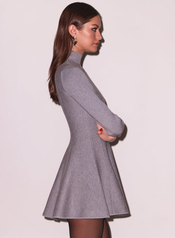 Heather grey - Long Sleeve Flared Corset Dress | Fleur du Mal - DEMO