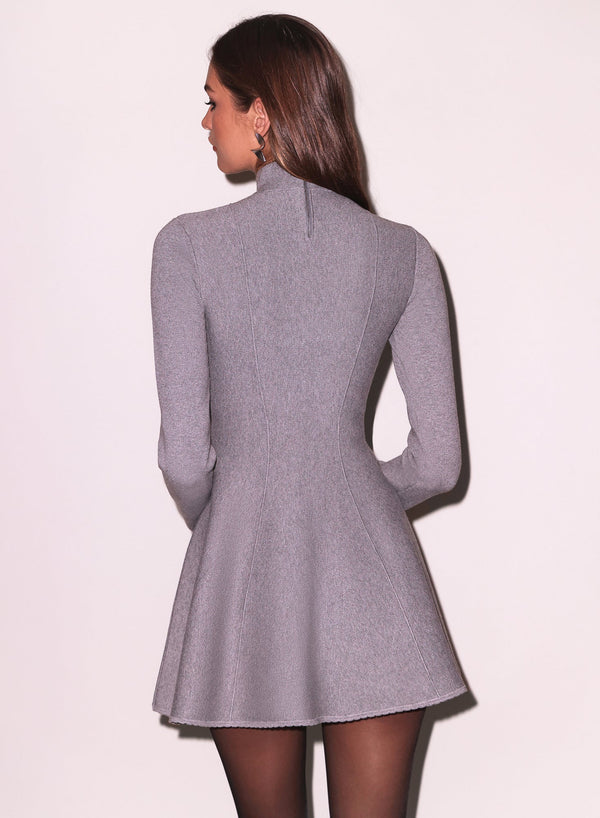 Heather grey - Long Sleeve Flared Corset Dress | Fleur du Mal - DEMO