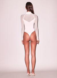Knit Mesh Collared Bodysuit