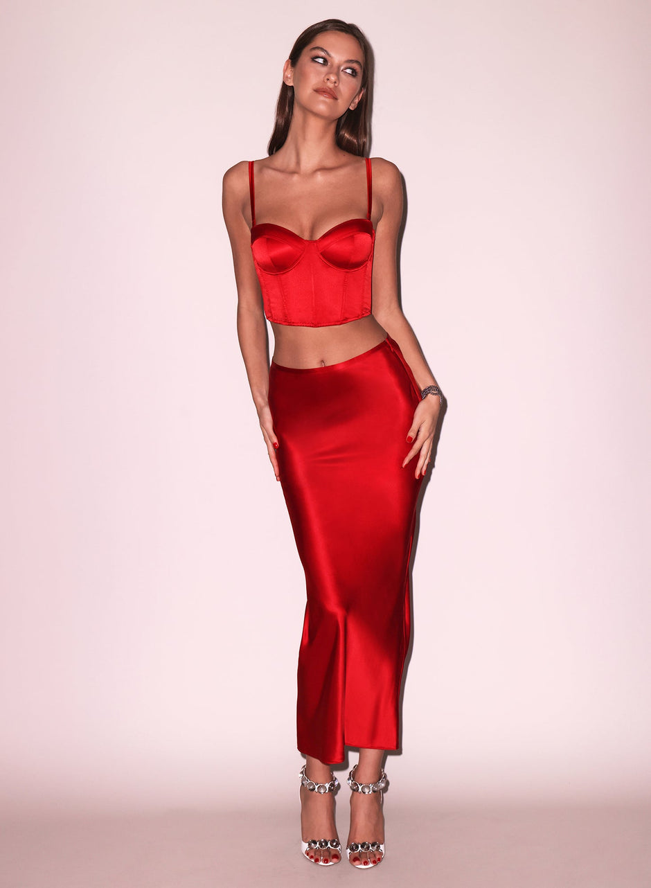 Rouge - Silk Bias Cutout Skirt | Fleur du Mal - DEMO
