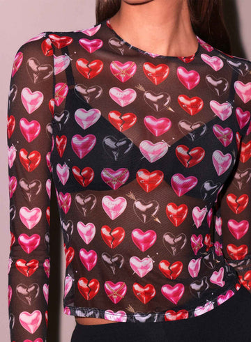 Heartbreaker print - Heartbreaker Long Sleeve Top | Fleur du Mal - DEMO