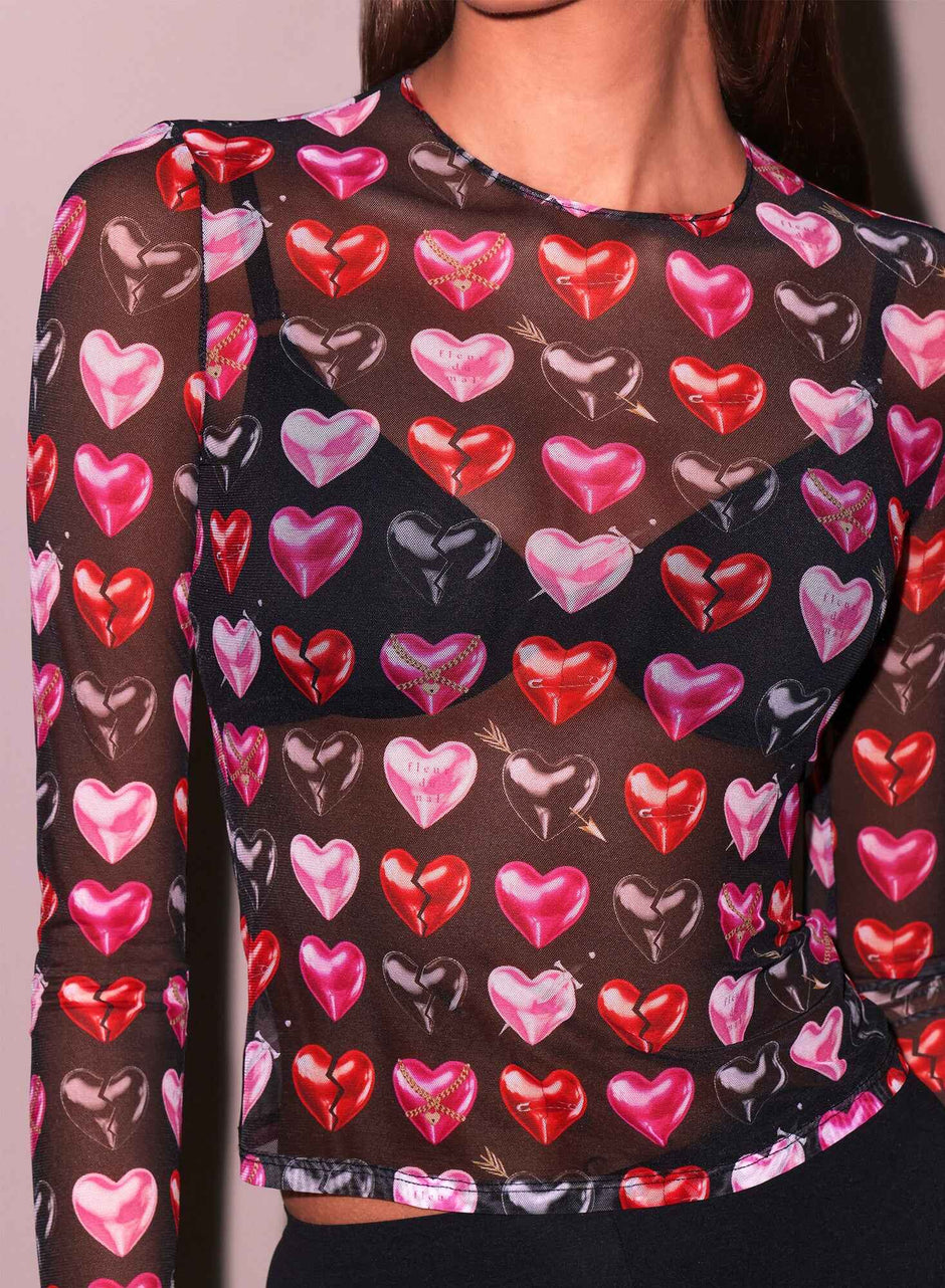 Heartbreaker print - Heartbreaker Long Sleeve Top | Fleur du Mal - DEMO