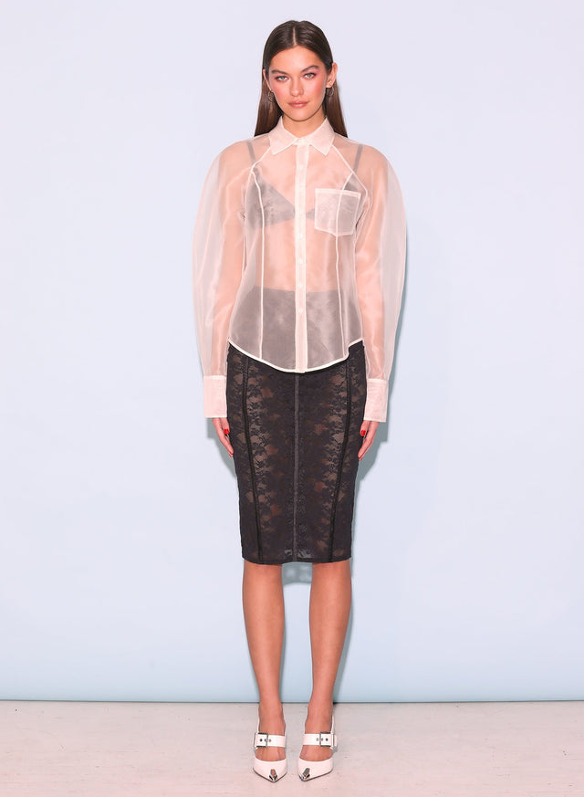 Ivory - Silk Organza Button Down | Fleur du Mal - DEMO