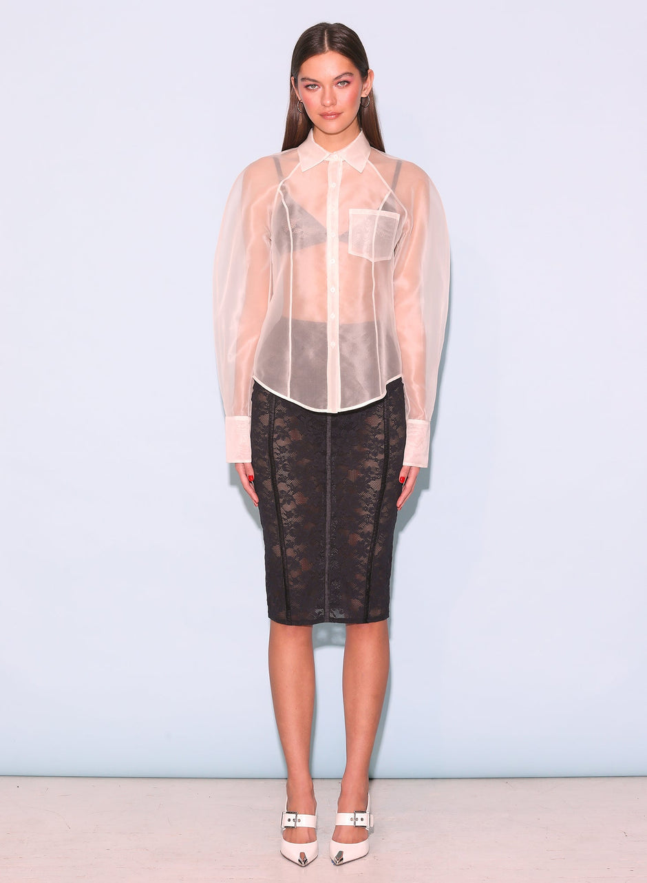Ivory - Silk Organza Button Down | Fleur du Mal - DEMO