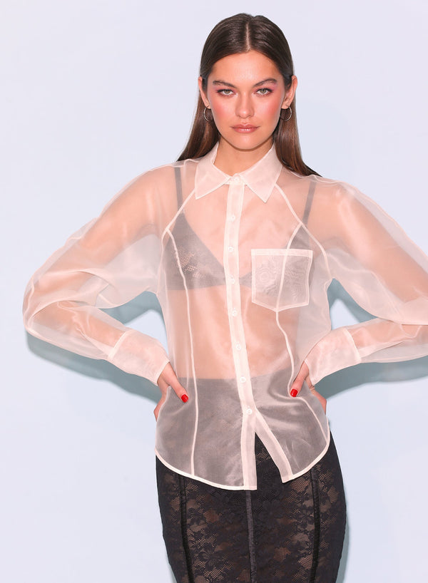 Ivory - Silk Organza Button Down | Fleur du Mal - DEMO